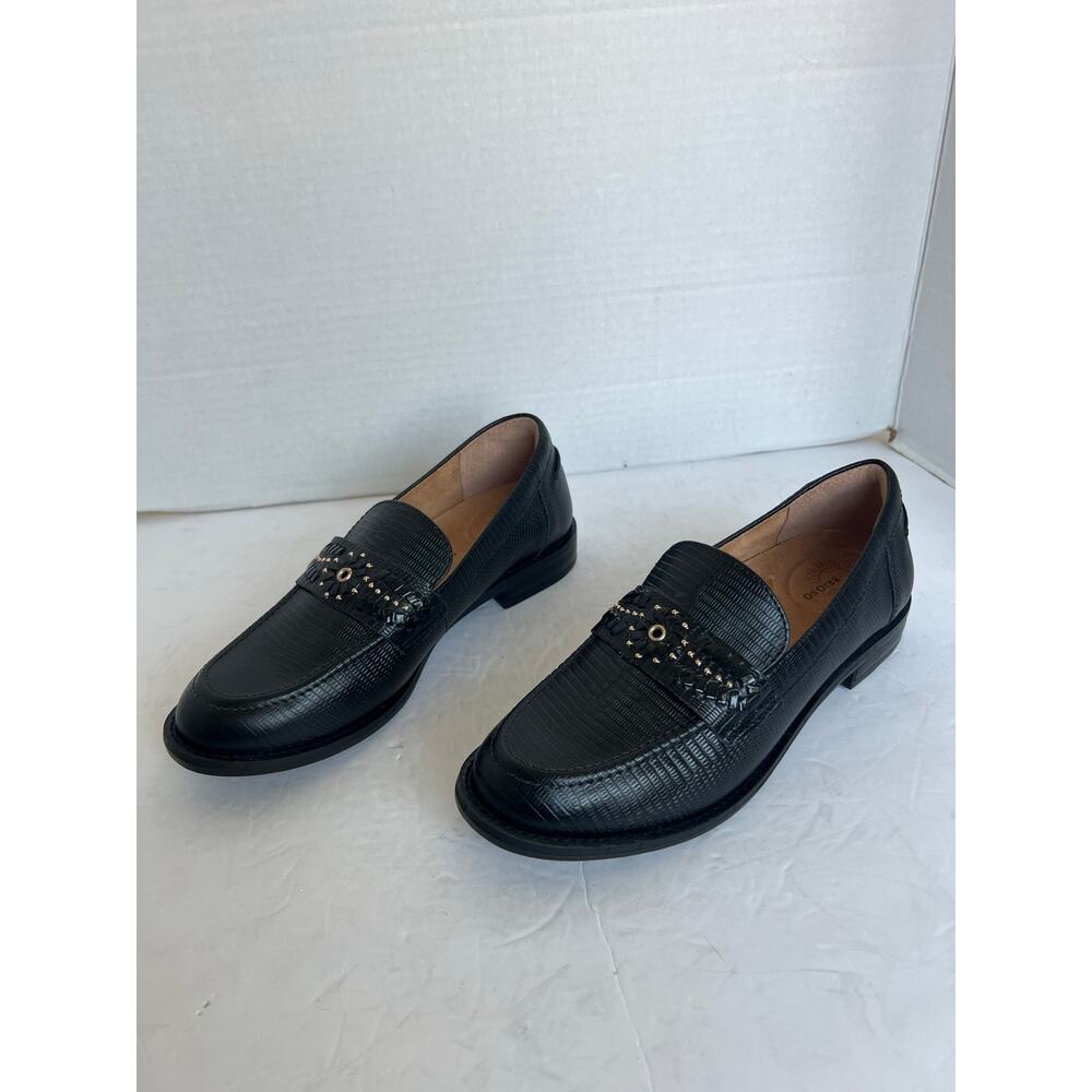 NWT Brioso Frisco Black Lizard Embossed LeatherLoafers Slip On Comfort Shoes‎ 7M